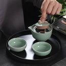 Portable Ceramic Travel Tea Set 1 Teapot & 2 Tea Cups, iBuyXi.com