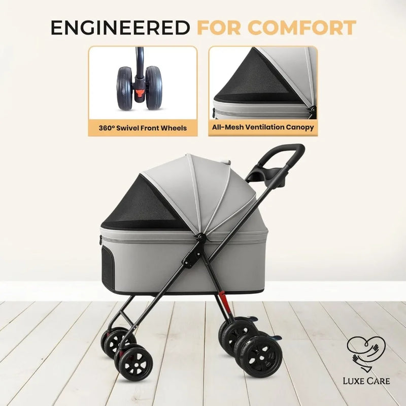 Mesh Canopy Foldable Pet Stroller