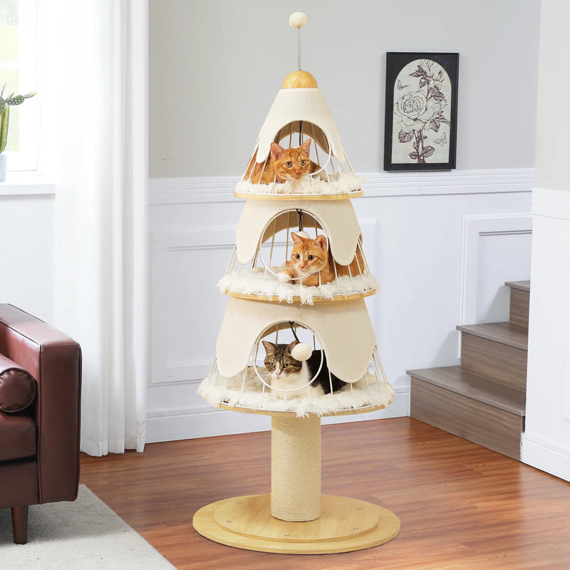 Three Tier Holiday Pine Cat Tree