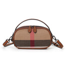Plaid Round Leather Crossbody Bag