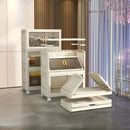 Ivory Stackable Storage Cabinet with Doors and Wheels, iBuyXi.com