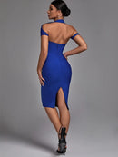 Elegant Black Cut Out Midi Bodycon Dress, ibuyxi.com