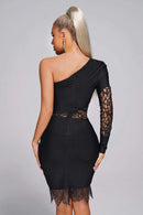 One Shoulder Hollow Out Bandage Mini Dress, ibuyxi.com