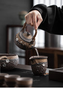 Old Thick Earthenware Tea Cup and Pot, iBuyXi.com