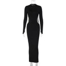 Mozision Elegant Black Long Sleeve Maxi Dress, ibuyxi.com