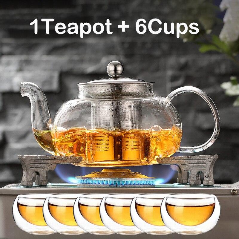 Heat Resistant Glass Tea Set Teapot 6 Cups - view 7