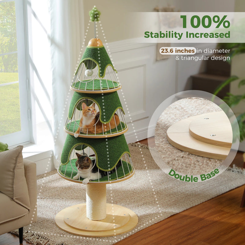 Three Tier Holiday Pine Cat Tree