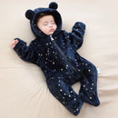 Starry Print Soft Flannel Baby Romper