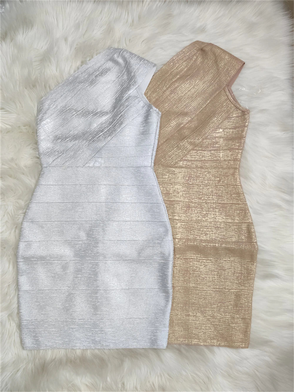 One Shoulder Foiling Print Rayon Bandage Dress, ibuyxi.com