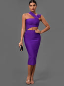 Violet Asymmetric Bodycon Midi Dress