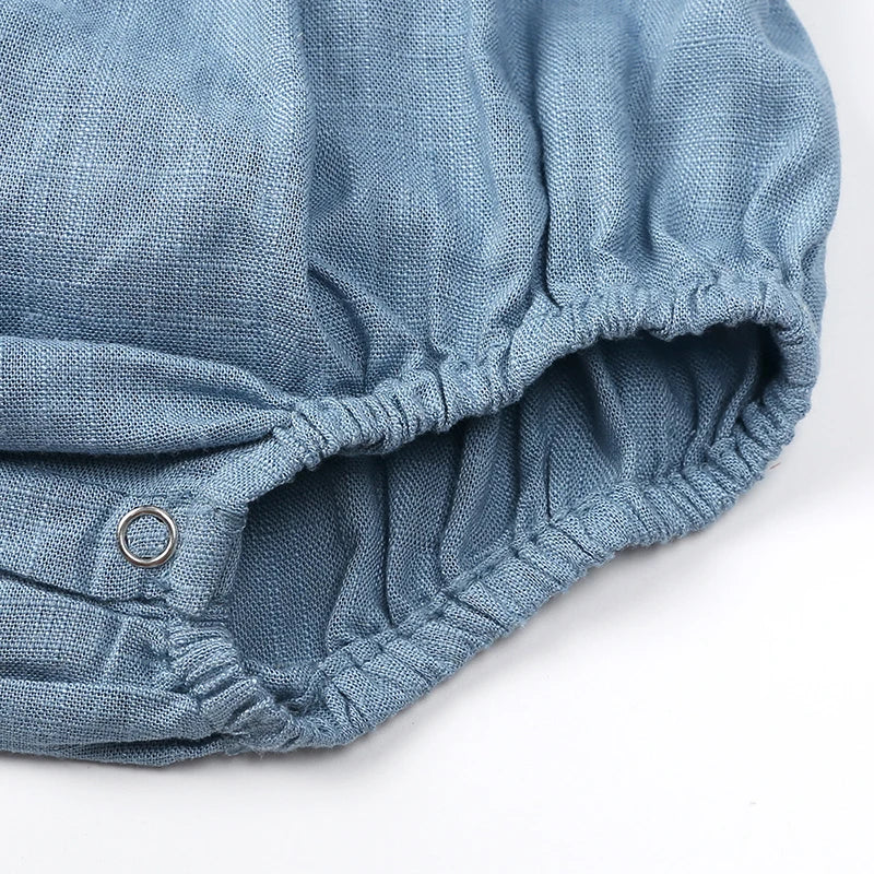 Linen Ruffles Baby Romper