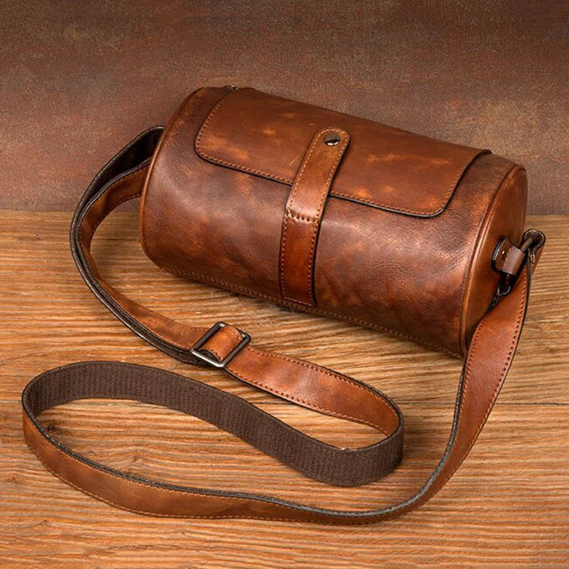 Round Vintage Leather Satchel