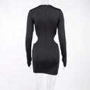 Hollow Out Full Sleeve O-Neck Mini Dress, iBuyXi.com