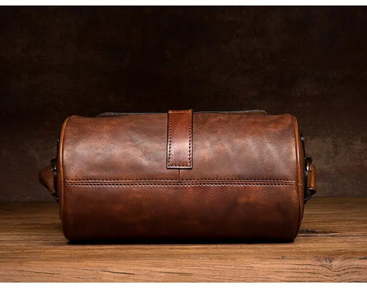 Round Vintage Leather Satchel
