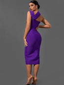 Violet Asymmetric Bodycon Midi Dress