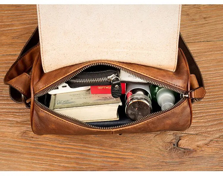 Round Vintage Leather Satchel