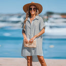 Striped Oversized Shirt Dress For Women Sexy Short Dolman Sleeve Loose Mini Dress 2023 Summer Female Sundress, ibuyxi.com