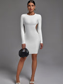 Gorgeous White Long Sleeve Bodycon Elegant Dress, ibuyxi.com