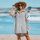 Striped Oversized Shirt Dress For Women Sexy Short Dolman Sleeve Loose Mini Dress 2023 Summer Female Sundress, ibuyxi.com
