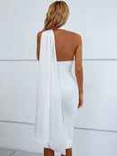 Halter Backless Draped Midi Bodycon Dress, iBuyxi.com