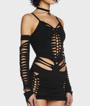 Do Not Publish - Luxury and Stylish Hollow Out Knit Mini Dress - view 4