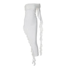 Off-shoulder Backless Sleeveless Ruffle Thigh High Split Maxi Dress, ibuyxi.com