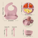5Pcs Baby Silicone Feeding Set Round Dining Dishes, iBuyXi.com