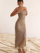 Mozizen Spaghetti Strap Sparkle Glitter Maxi Dress, iBuyxi.com