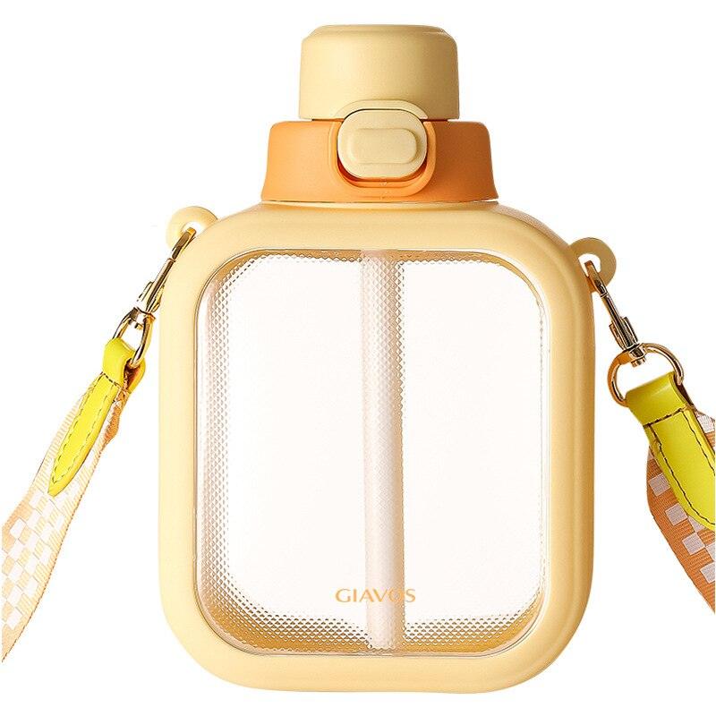 Cute Flat Bottles with Straw and Strap, iBuyXi.com