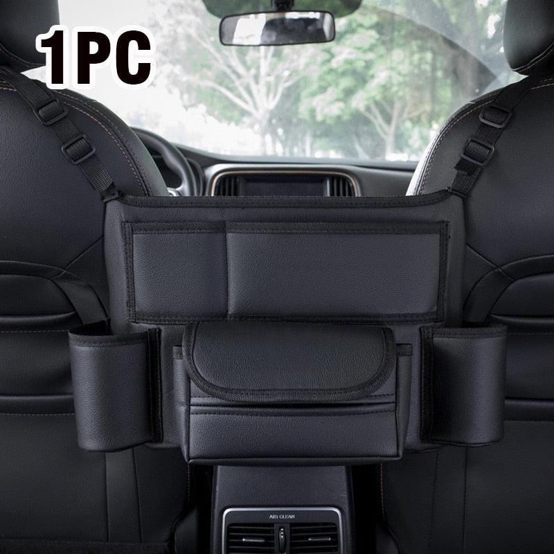 Car Seat Middle Hanger Storage Bag Luxury Auto Handbag Leather  Holder Between Seats Tissue Water Cup Pockets Stowing Tidying, ibuyxi.com