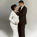 Draped Neck Maternity Bodycon Maxi Dress