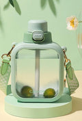 Cute Flat Bottles with Straw and Strap - view 7