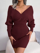 Knitted Long Sleeve Sweater Dress