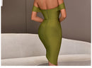 Off-Shoulder Bodycon Evening Runway Midi Dress, ibuyxi.com