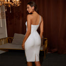 High Quality White Green Keyhole Bandage Dress, iBuyxi.com