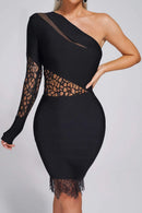 One Shoulder Hollow Out Bandage Mini Dress, ibuyxi.com