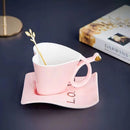 Retro Heart-Shape Ceramic Coffee Mug Set, ibuyxi.com
