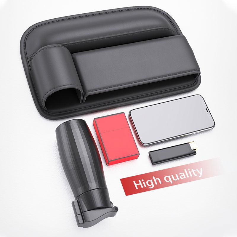 Premium Car Seat Gap Organizer Textured Pu Leather Front Seat Storage Bag with Cup Holder Auto Center Console Crevice Filler, ibuyxi.com