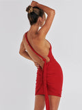 Elegant Drop Shoulder Backless Bodycon Mini Dress, ibuyxi.com