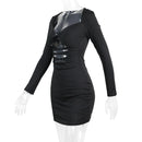 Hollow Out Ruched Strapless Full Sleeve Bodycon Party Mini Dress, ibuyxi.com