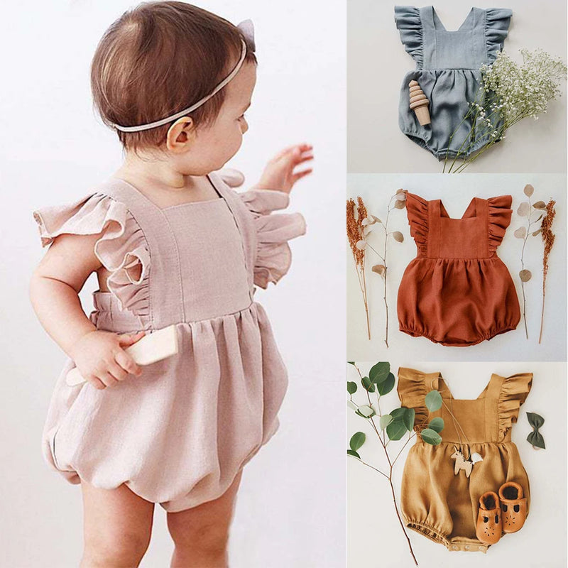 Linen Ruffles Baby Romper