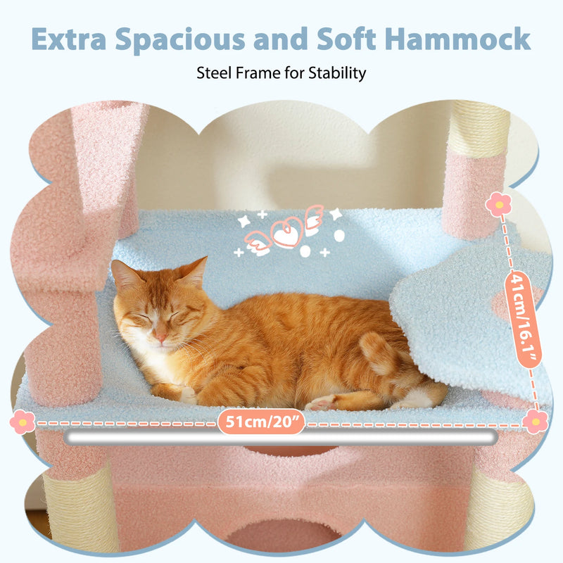 Pastel Flower Cushion Multi-Level Cat Tower
