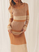 Slash Neck Beach Maxi Bodycon Knit Dress, ibuyxi.com