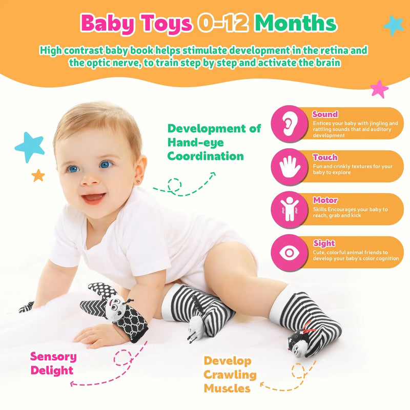 Cute Animals Wrist Rattle and Foot Finder Socks
