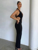 Halter V Neck Sleeveless Maxi Perfect Outfit - view 3