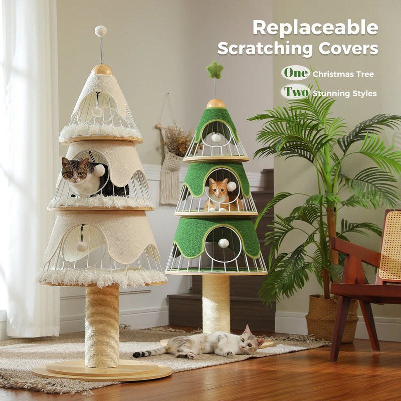 Three Tier Holiday Pine Cat Tree