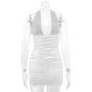 Fairy Shelley Ruffle V Deep White Dress, ibuyxi.com