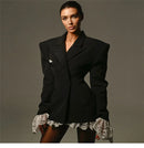 Lace Lapel Suit Mini Dress