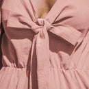 Cotton Bow V-Neck Wide Straps Jumpsuit For Women Sexy Straight Leg Long Playsuit 2023 Summer Overalls Romper Jumpsuit, ibuyxi.com