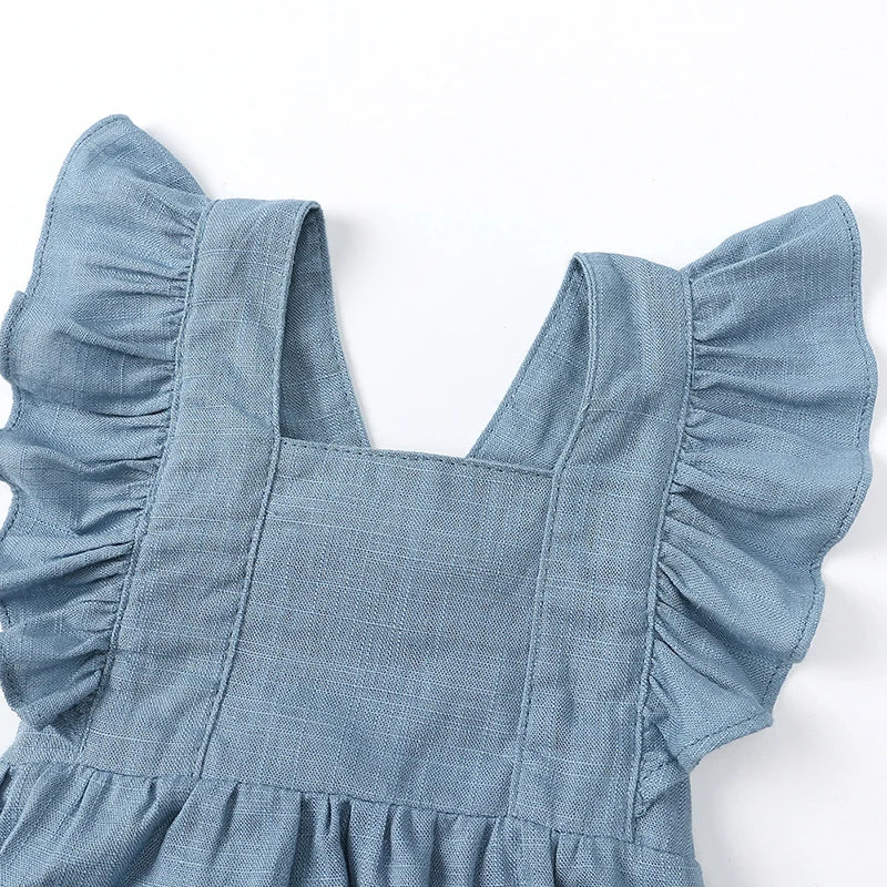 Linen Ruffles Baby Romper